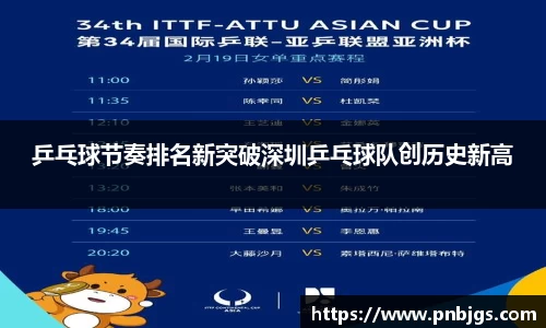 乒乓球节奏排名新突破深圳乒乓球队创历史新高