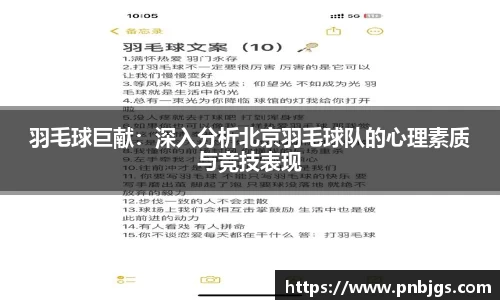 羽毛球巨献:深入分析北京羽毛球队的心理素质与竞技表现